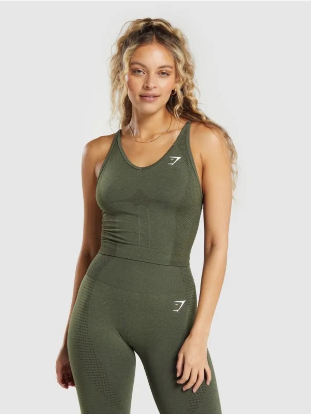 Gymshark Vital Seamless 2.0 Midi Tank - Base Green Marl